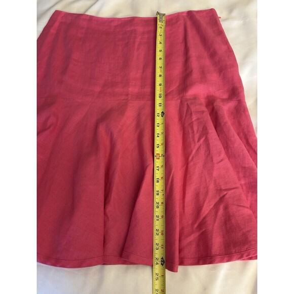LAUREN RALPH LAUREN Fit & Flare Pink Linen Skirt Women 14 Zip Lined Knee Length - Picture 10 of 11